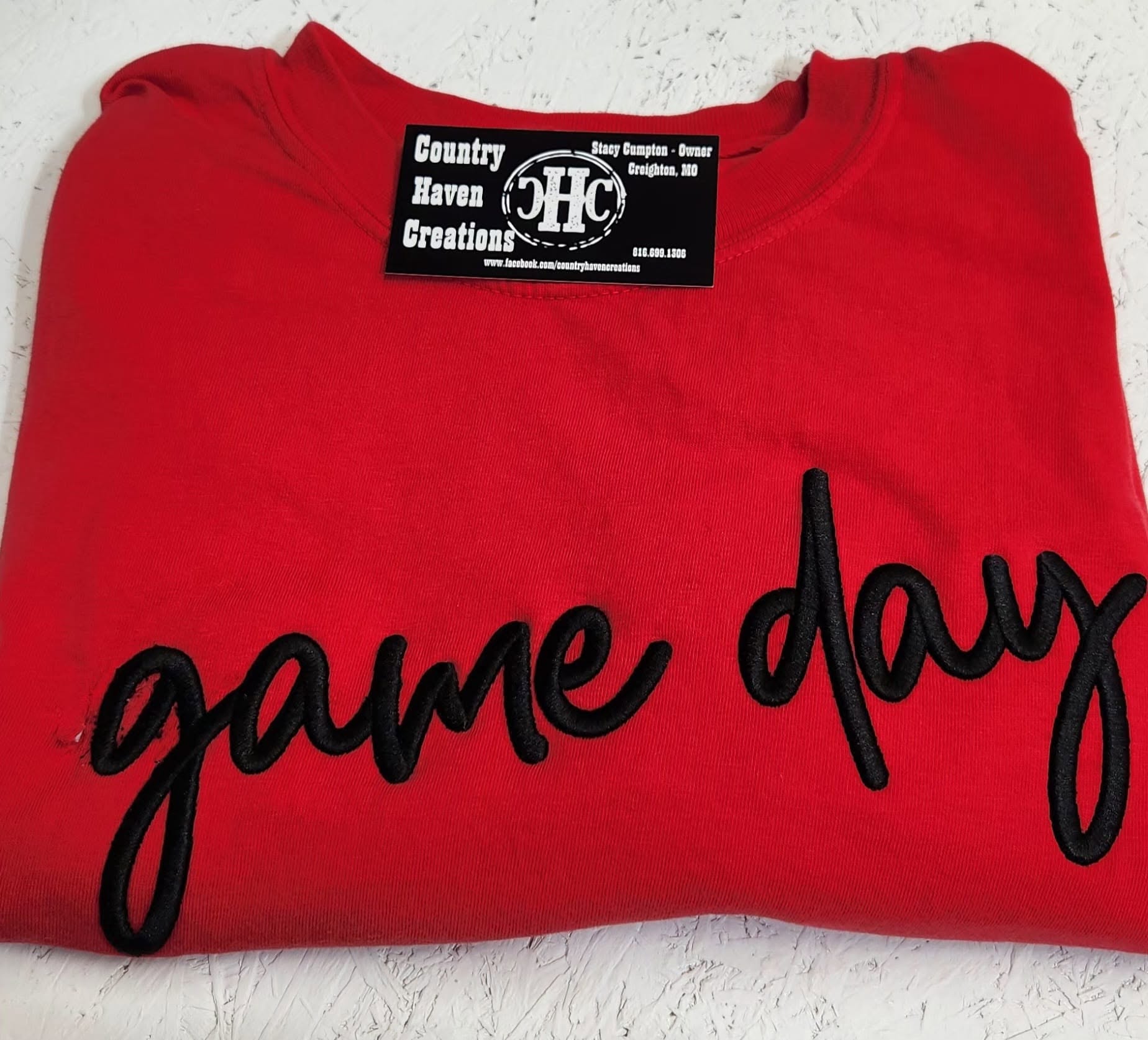 PUFF EMBROIDERED GAME DAY TEE OR SWEATSHIRT