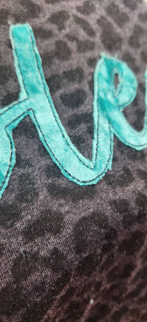 BLESSED VELVET APPLIQUE LEOPARD SHIRT