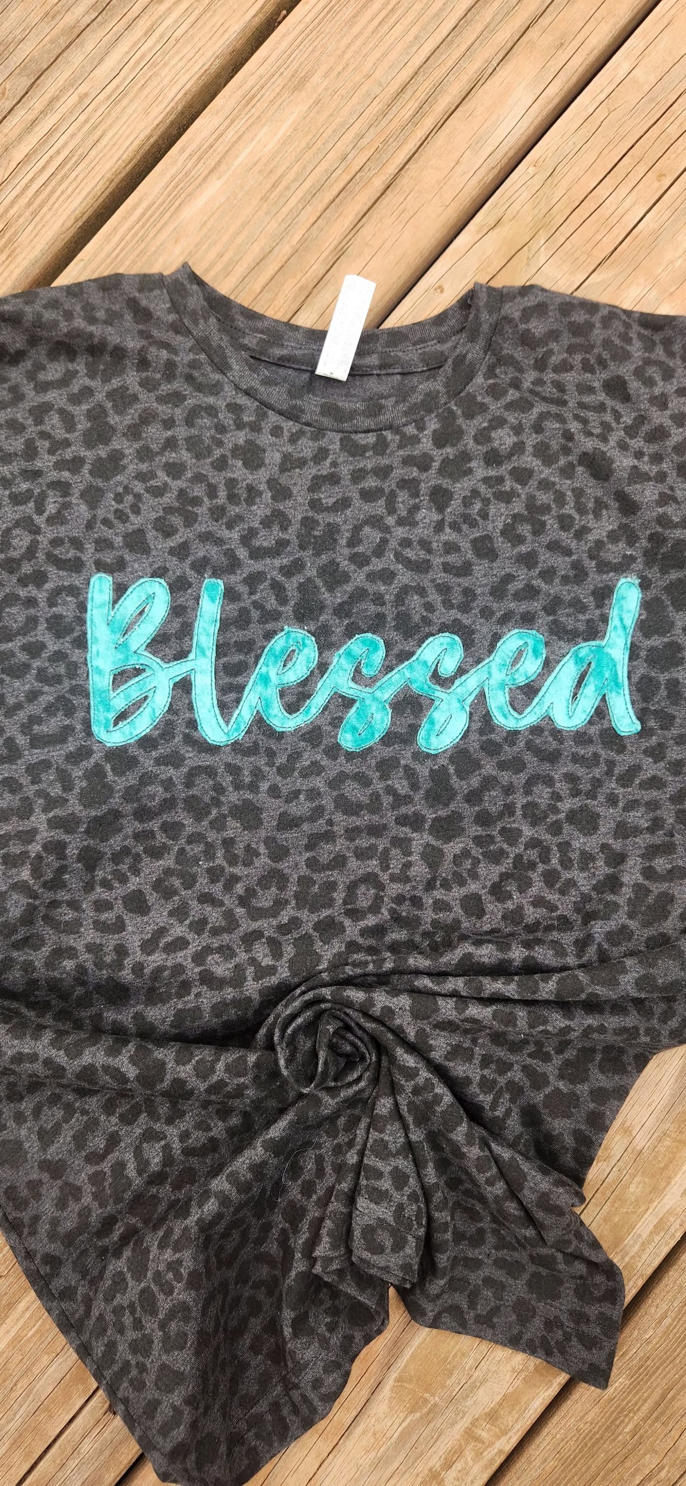 BLESSED VELVET APPLIQUE LEOPARD SHIRT