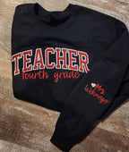 TEACHER GLITTER APPLIQUE CUSTOM GRADE TEE OR SWEATSHIRT