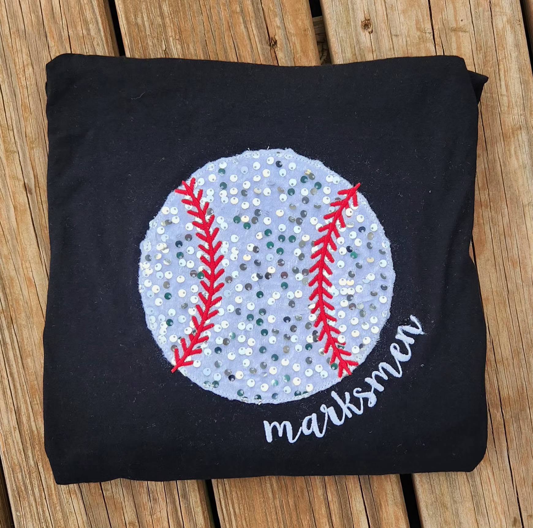 CUSTOM SEQUIN FABRIC BASEBALL OR SOFTBALL W/ CUSTOM NAME