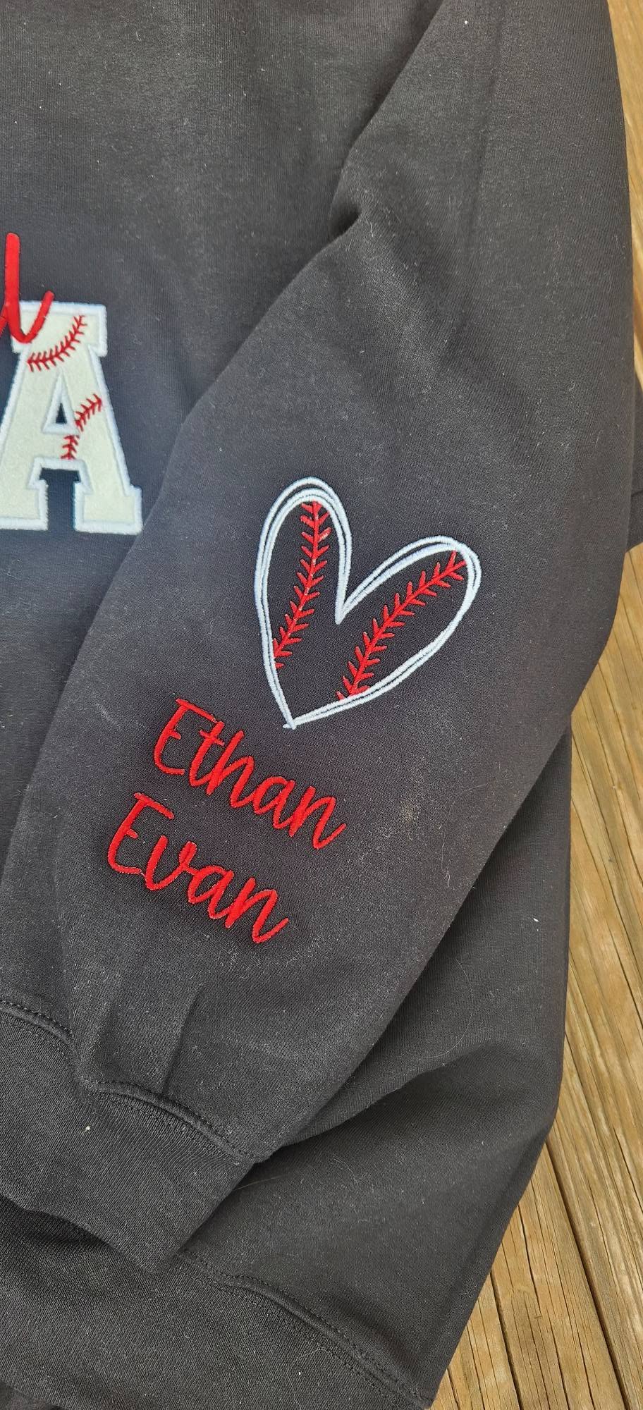 CUSTOM SLEEVE BASEBALL GLITTER MAMA SWEATSHIRT