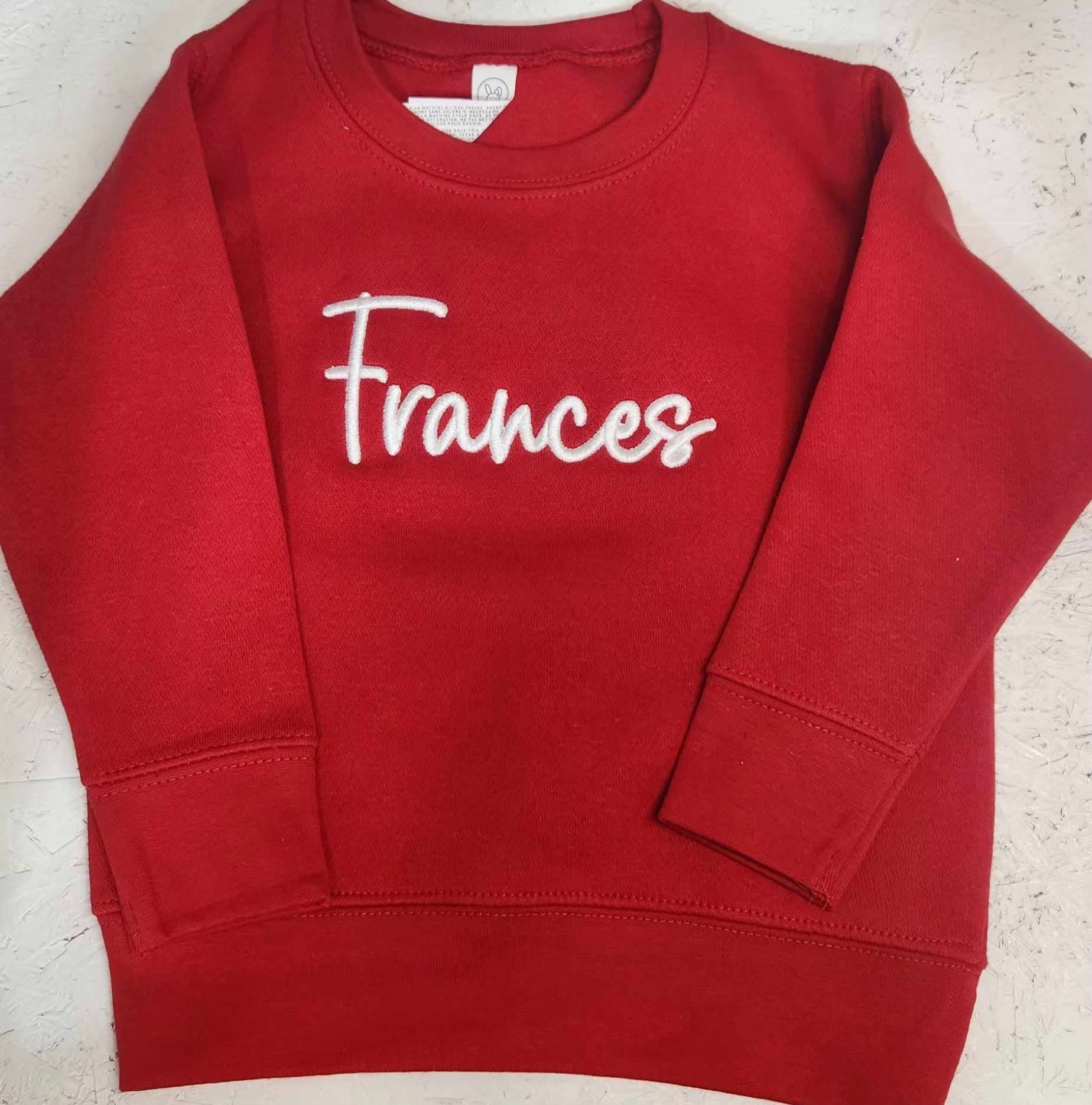 CUSTOM TEXT PUFF EMBROIDERED TEE OR SWEATSHIRT