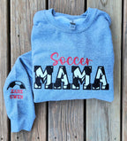 CUSTOM SLEEVE SOCCER GLITTER MAMA SWEATSHIRT