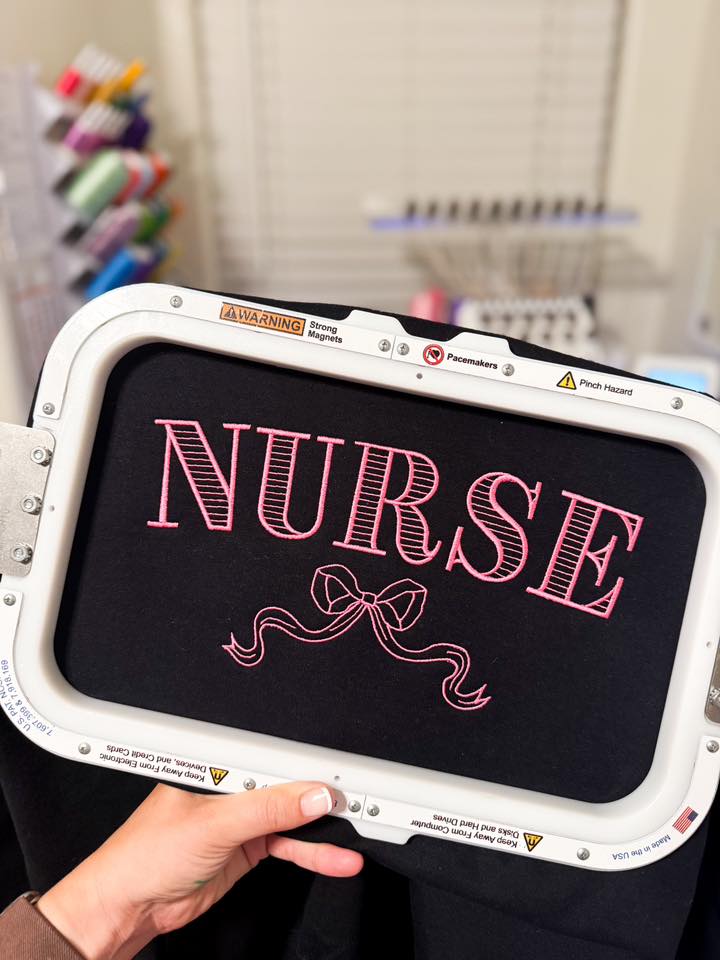 NURSE LINE BOW TEE OR SWEATSHIRT