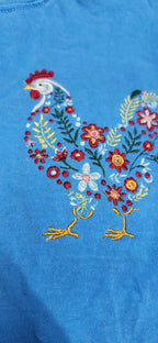 FLORAL CHICKEN POCKET SIZE TEE OR SWEATSHIRT