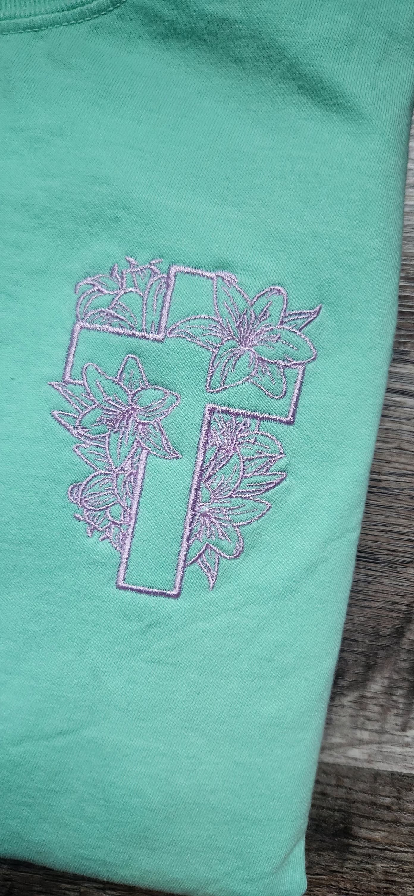 LILY CROSS TEE OR SWEATSHIRT