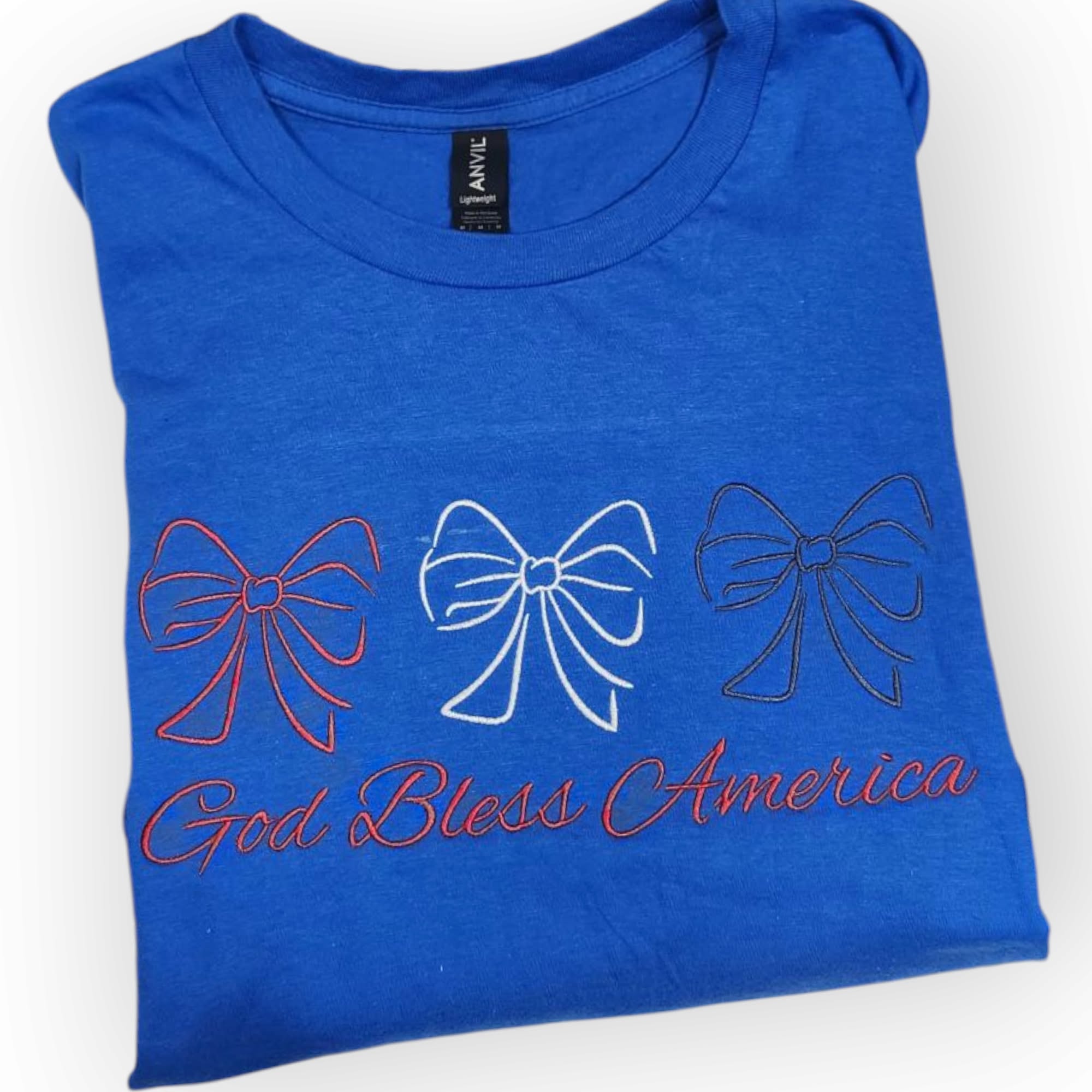 GOD BLESS AMERICA BOW TRIO TEE