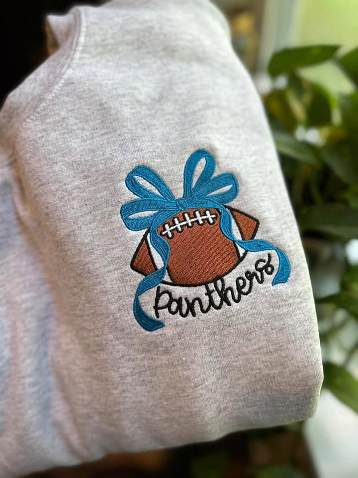 FOOTBALL BOW CUSTOM TEE OR SWEATSHIRT