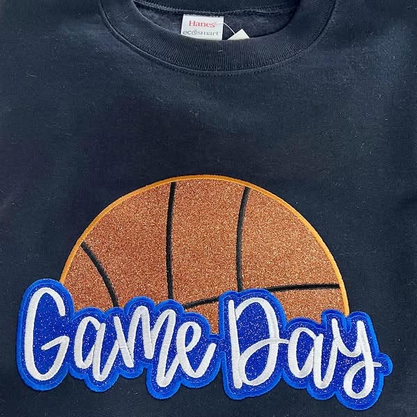BASKETBALL GAME DAY GLITTER TEE OR SWEATSHIRT