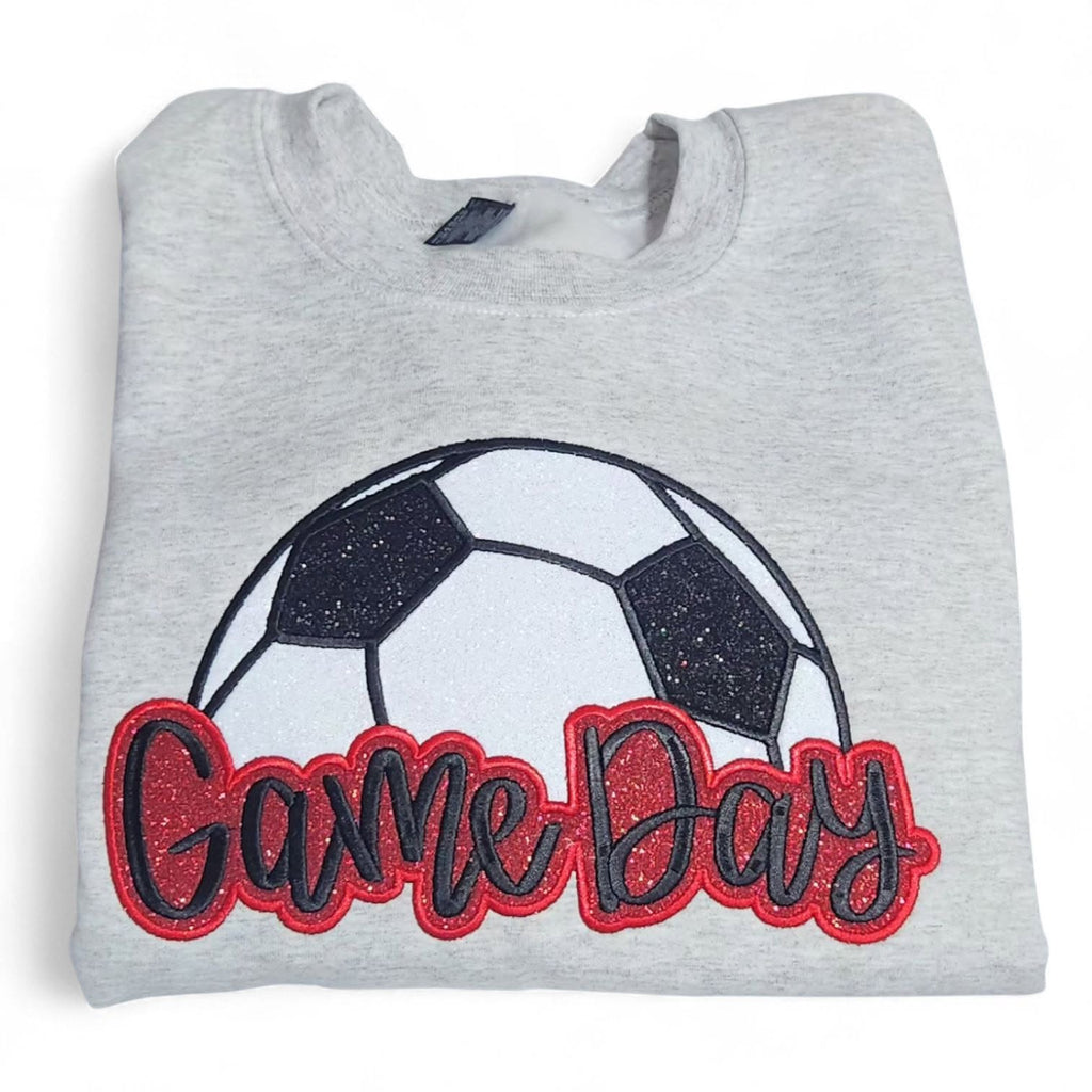 GAME DAY SOCCER GLITTER TEE OR SWEATSHIRT