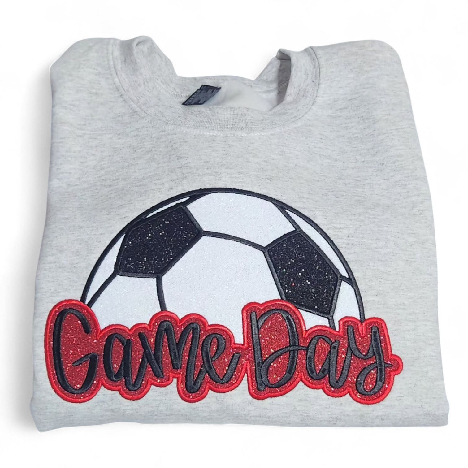 GAME DAY SOCCER GLITTER TEE OR SWEATSHIRT