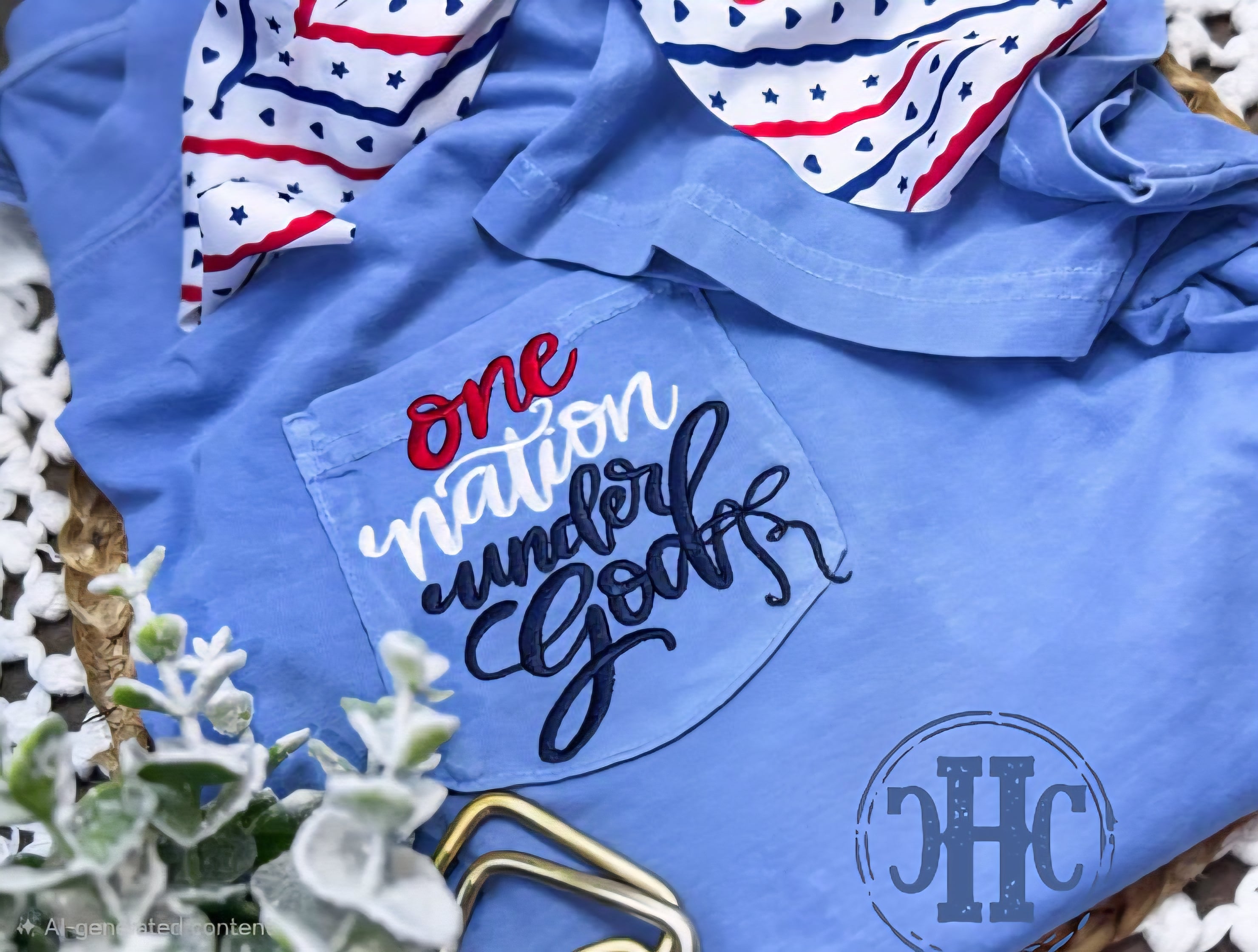 ONE NATION UNDER GOD POCKETED TEE